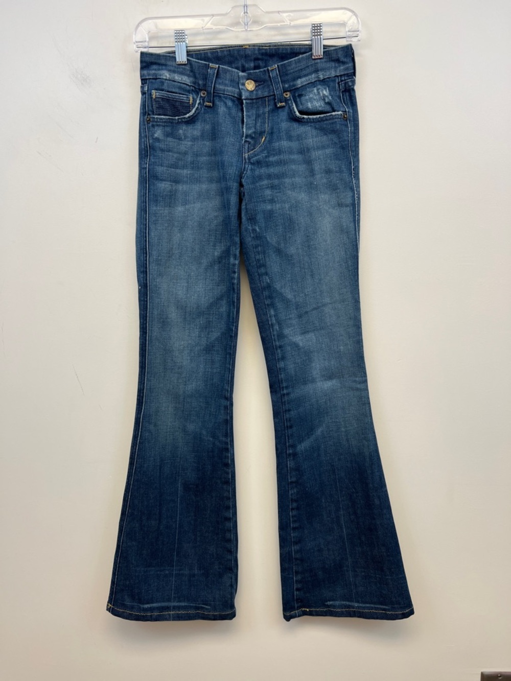 Citizens of Humanity Boot Cut Flare Blue Denim Jeans Decorative Pockets Size 24